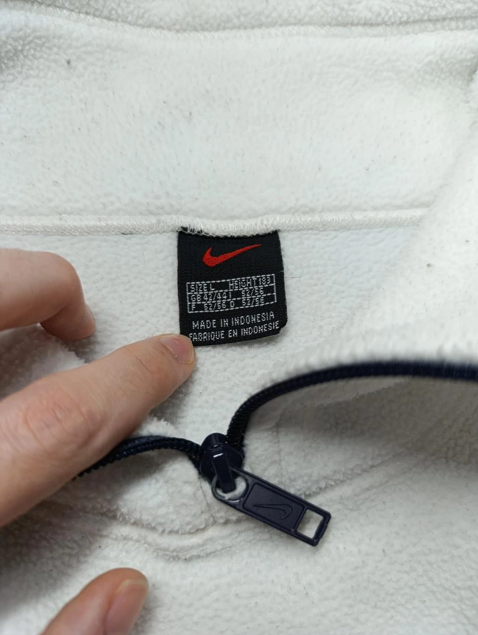 Polaire Nike Vintage 90s Blanc Demi-Zip Logo Brodé Poitrine - Taille L – photo 2